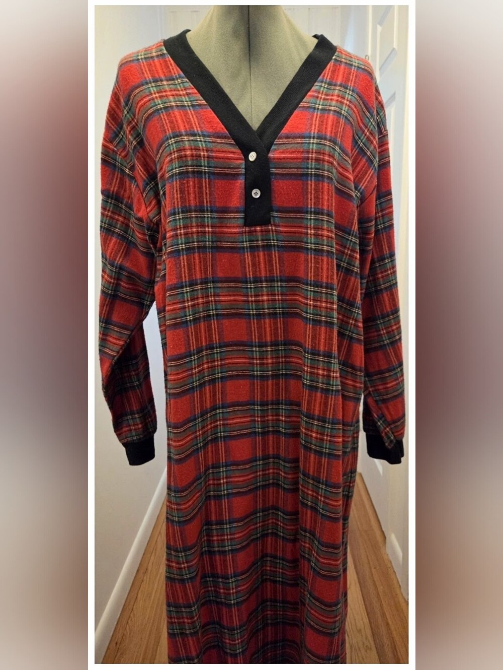 Long maxi Men Unisex M Med Flannel NIGHTSHIRT NIGHTGOWN Night Shirt VINTAGE USA